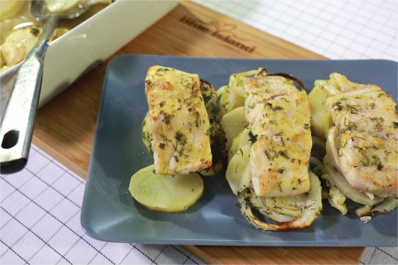 Baked Perch fillet with Wine and Mustard