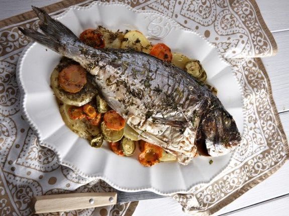 Baked Bream with Vegetables