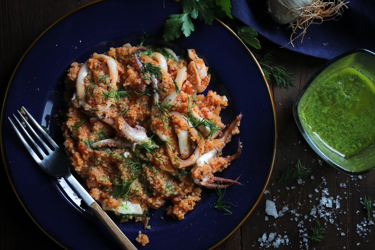 Aromatic Couscous with Baby Squid