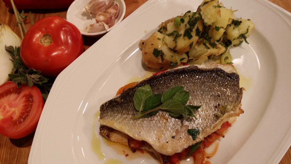 Sea Bass Fillet with Bell Peppers