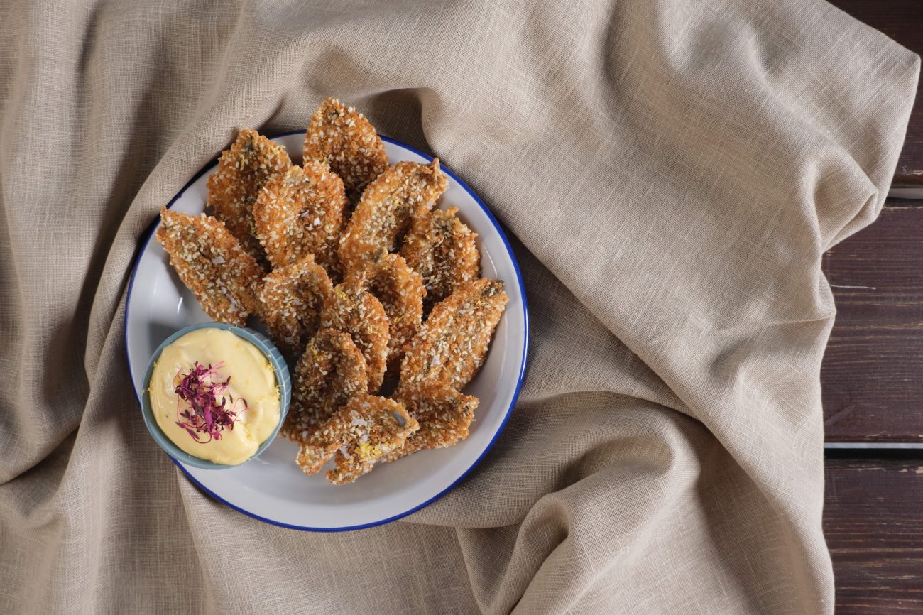 Fried Anchovies in a crispy crust with home-made mayonnaise