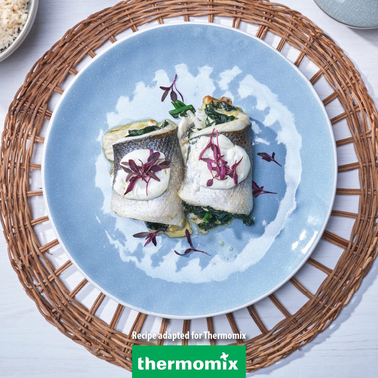 Sea bass rolls with spinach and rice – Thermomix